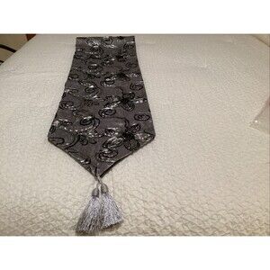 Catherine lillywhite’s table runner 78x12” silver/gray  floral holiday
